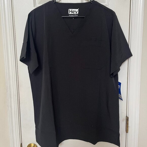 Hey Large Black Men's Scrub Top - Picture 1 of 1
